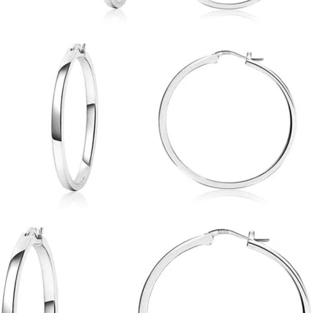 Sterling Silver Hoop Earrings 3 Pair Small & Medium Light & Hypoallergenic
